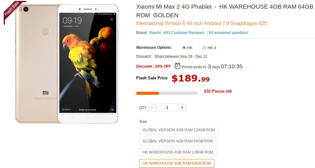 Xiaomi Mi Max 2 Deal